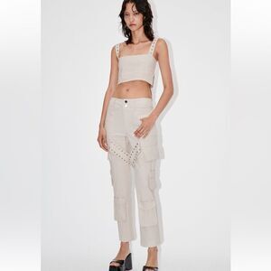 Zara linen blend cargo pants limited edition